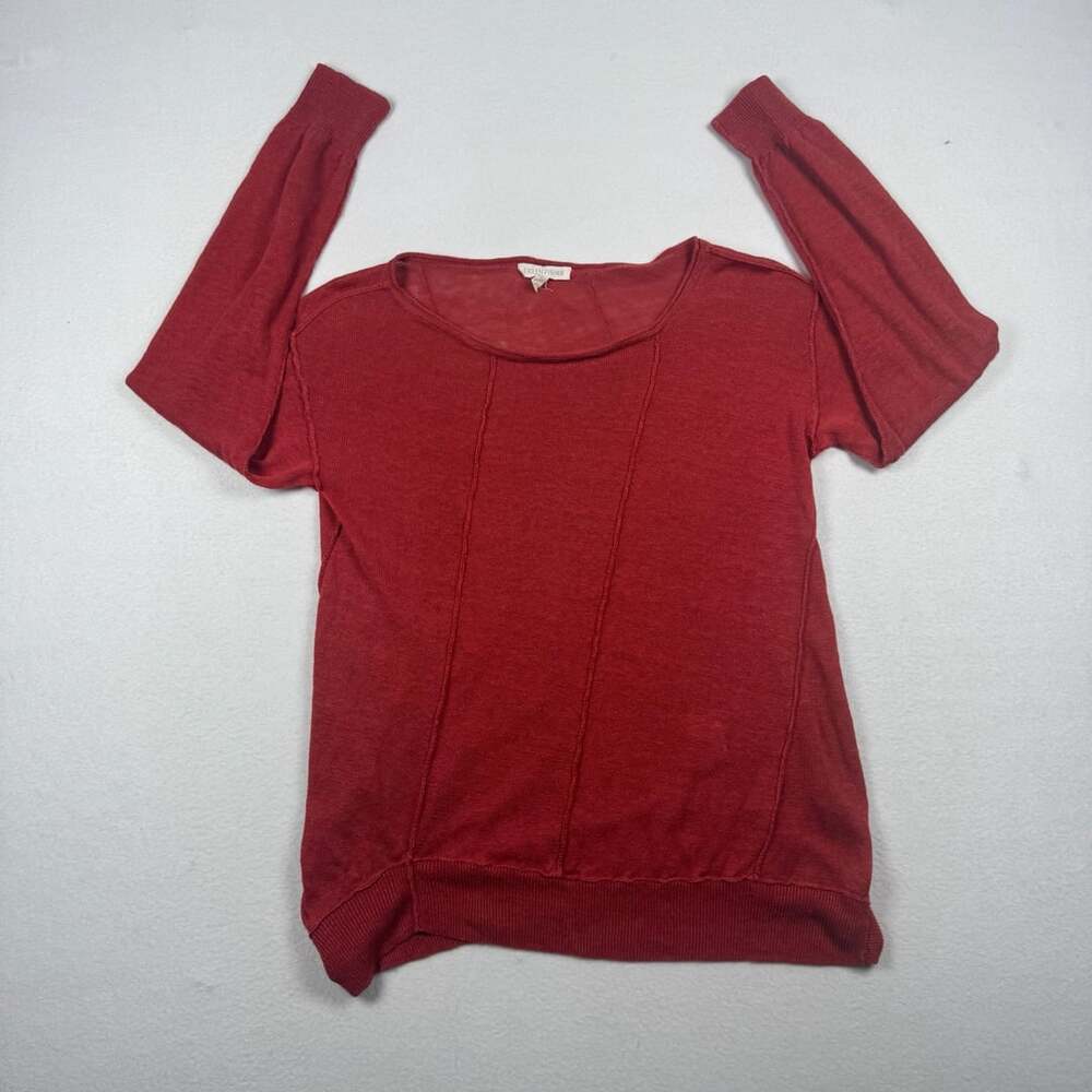 Eileen Fisher Merino Wool Red Sweater Boat Neck Medium